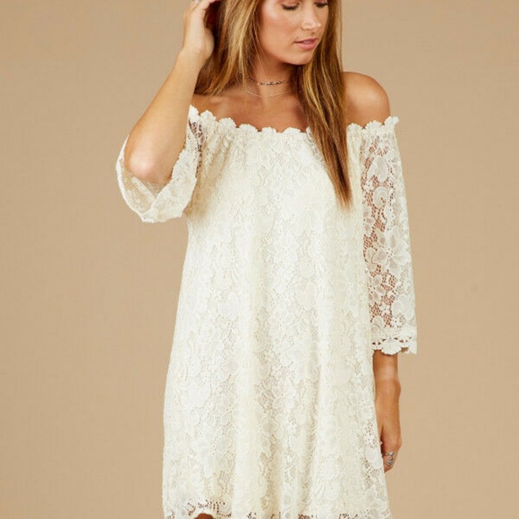 Altar'd State Dresses & Skirts - Altar'd State Lace Crochet Dress Off Shoulder Sz S